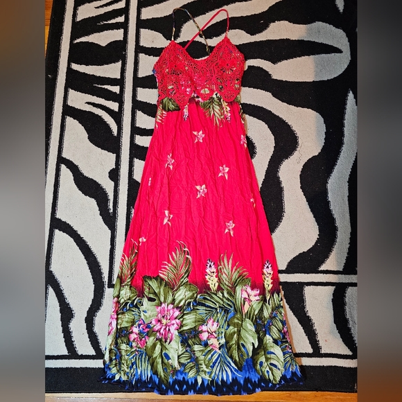 Dresses & Skirts - Chilean Tropical Easter Island Red Sundress M L